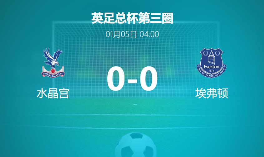 战报：水晶宫与埃弗顿0-0握手言和，英足总杯第三轮战火重燃
