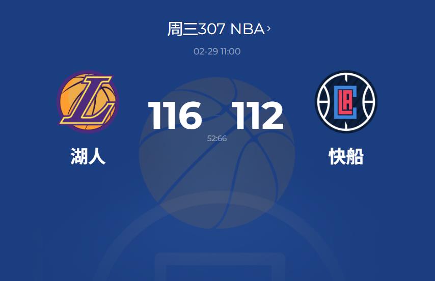 NBA：詹姆斯末节爆发，湖人客场逆转胜，快船德比落败