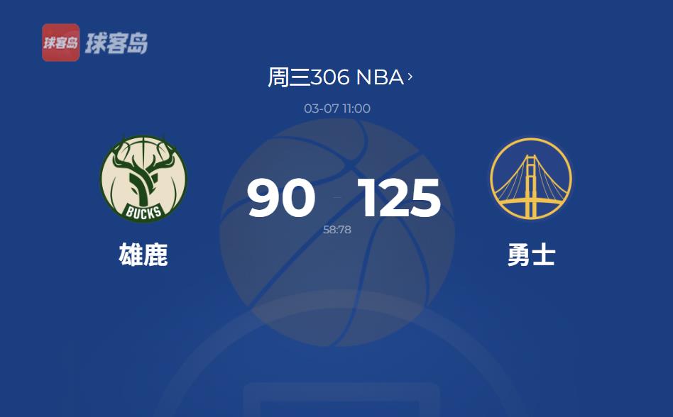 NBA:勇士125-90碾压雄鹿,TJD防守端发威四帽字母哥,18分钟贡献15+6