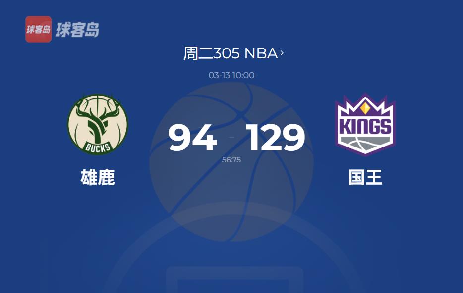 NBA战报：国王129-94大胜雄鹿，字母哥30分成空砍，福克斯29分领衔