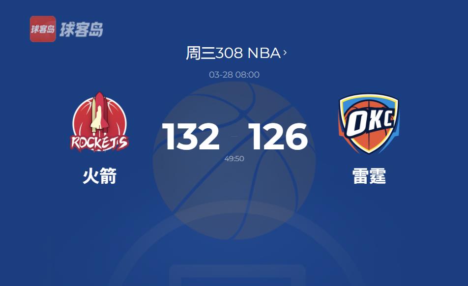 NBA战报：火箭加时赛发威，击败雷霆延续十连胜，格林再砍37+9