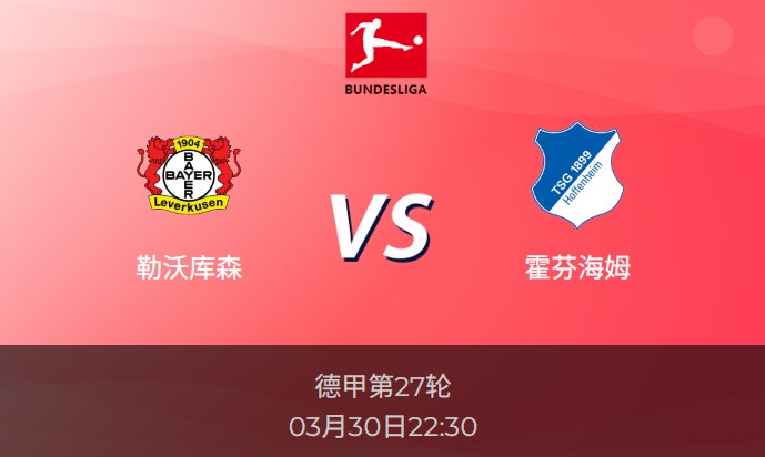 德甲前瞻分析：勒沃库森vs霍芬海姆比分预测