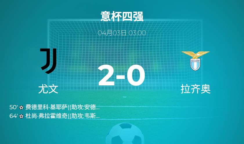 意杯战报：尤文图斯2-0胜拉齐奥，意大利杯半决赛占得先机