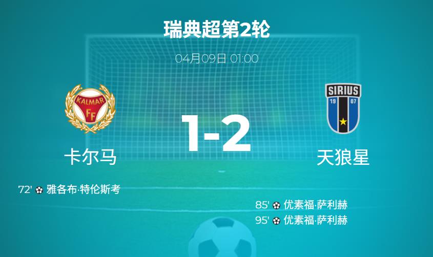 瑞典超惊现大逆转！天狼星2-1击败卡尔马