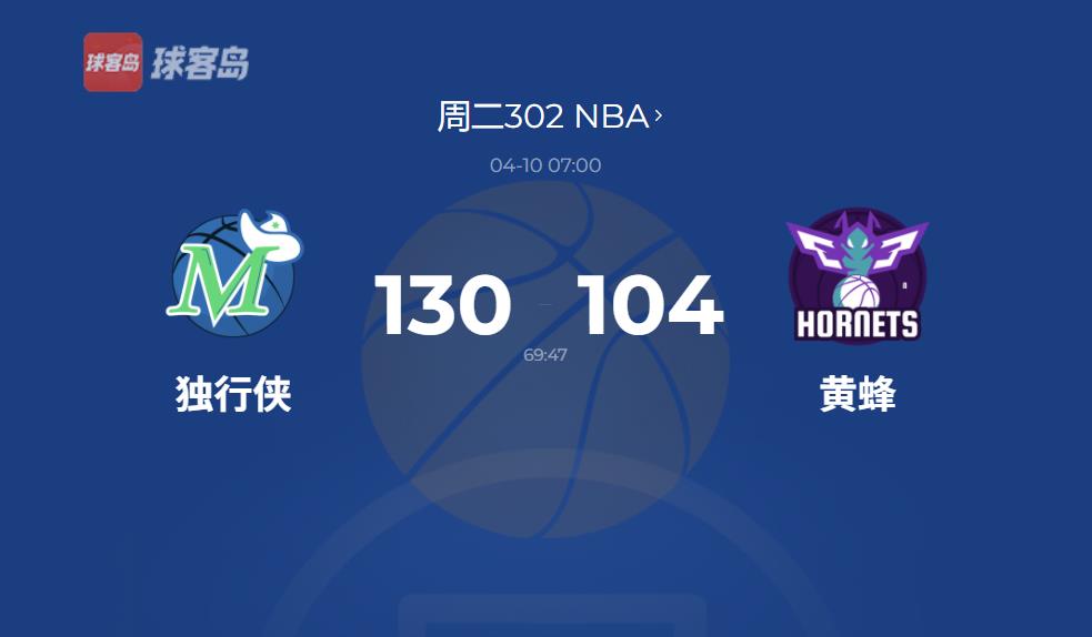 NBA战报：东契奇狂轰39分，独行侠客场大胜黄蜂